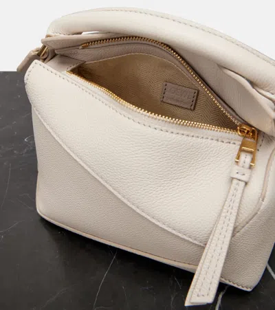 Loewe Puzzle Edge Mini Leather Shoulder Bag In White