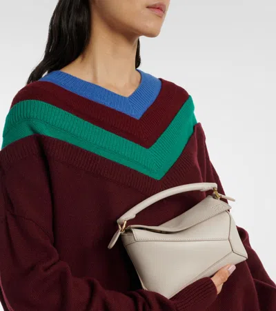 Loewe Puzzle Edge Mini Leather Shoulder Bag In White