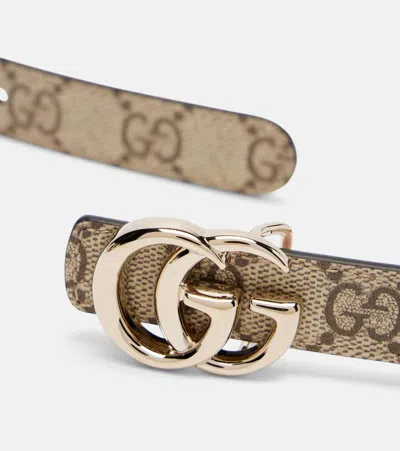 Gucci Gg Marmont Reversible Canvas And Leather Belt In Sand
