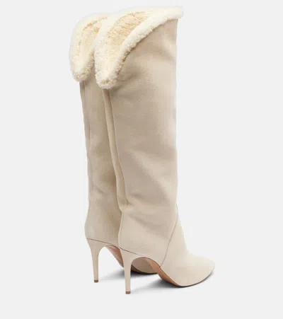 Paris Texas Gaia 85 Suede Knee-high Boots In White