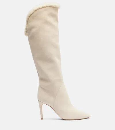 Paris Texas Gaia 85 Suede Knee-high Boots In White