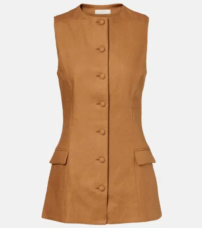 Faithfull Jane Linen Vest In Animal Print