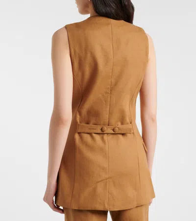 Faithfull Jane Linen Vest In Animal Print