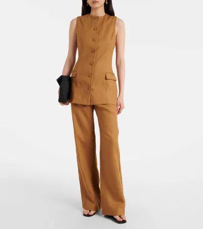 Faithfull Jane Linen Vest In Animal Print