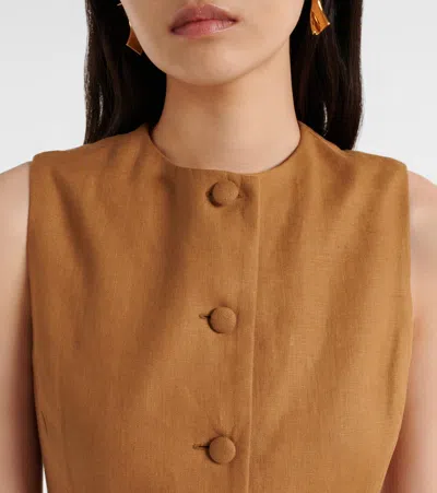 Faithfull Jane Linen Vest In Animal Print