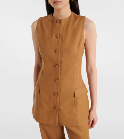 Faithfull Jane Linen Vest In Animal Print