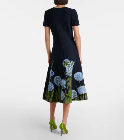 Oscar De La Renta Floral Jacquard Midi Dress In Animal Print