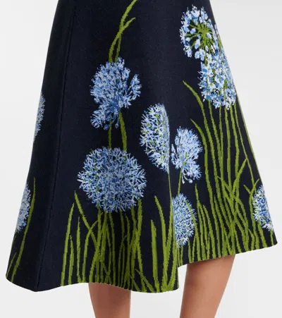 Oscar De La Renta Floral Jacquard Midi Dress In Animal Print