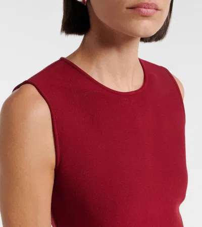 Oscar De La Renta Floral Knitted Minidress In Burgundy