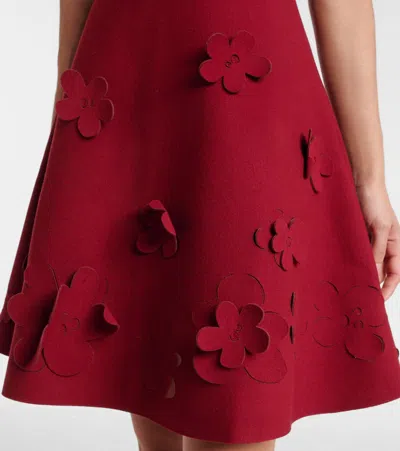 Oscar De La Renta Floral Knitted Minidress In Burgundy