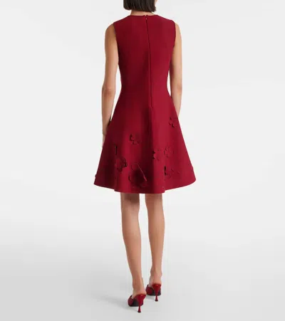 Oscar De La Renta Floral Knitted Minidress In Burgundy
