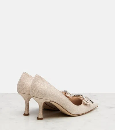 Jimmy Choo Auria 70 Crystal-embellished Glitter Pumps In Gold