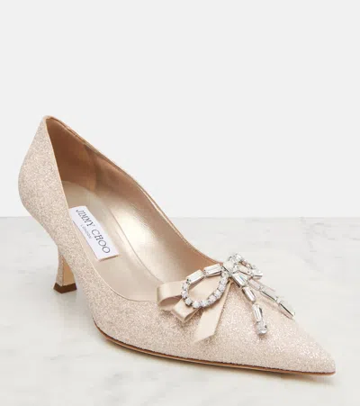 Jimmy Choo Auria 70 Crystal-embellished Glitter Pumps In Gold