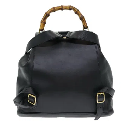 Pre-owned Gucci Bamboo Black Leather Backpack Bag ()