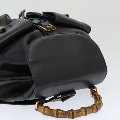 Pre-owned Gucci Bamboo Black Leather Backpack Bag ()