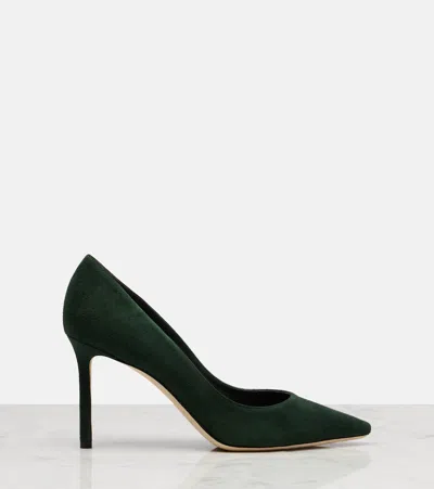 Jimmy Choo Romy 85 Suede Pumps In Green