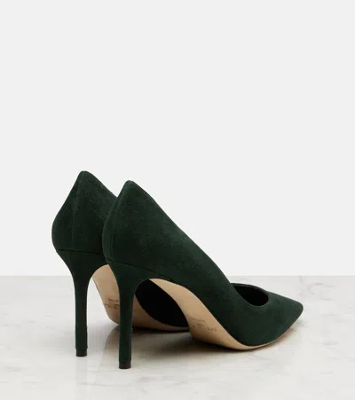 Jimmy Choo Romy 85 Suede Pumps In Green