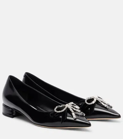 Jimmy Choo Auria Bow-detail Leather Ballet Flats In Animal Print
