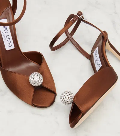 Jimmy Choo Sacora Satin Sandals With Crystal Detail In Animal Print