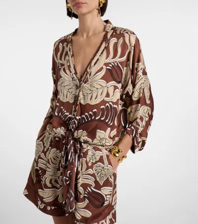 Poupette St Barth Azia Printed Top In Brown