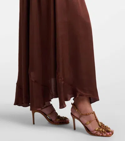Poupette St Barth Nina Halterneck Satin Maxi Dress In Burgundy