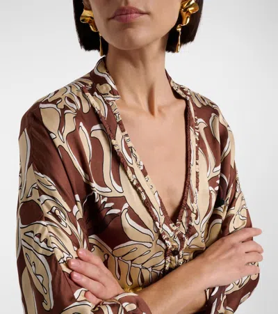 Poupette St Barth Azia Printed Top In Brown