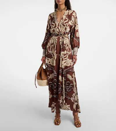 Poupette St Barth Kristen Printed Maxi Dress In Brown