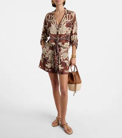 Poupette St Barth Azia Printed Top In Brown