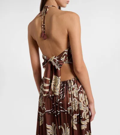 Poupette St Barth Isore Printed Halterneck Maxi Dress In Brown