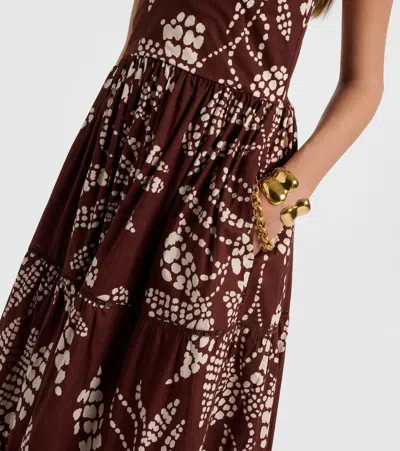 Poupette St Barth Milena Printed Tiered Maxi Dress In Brown