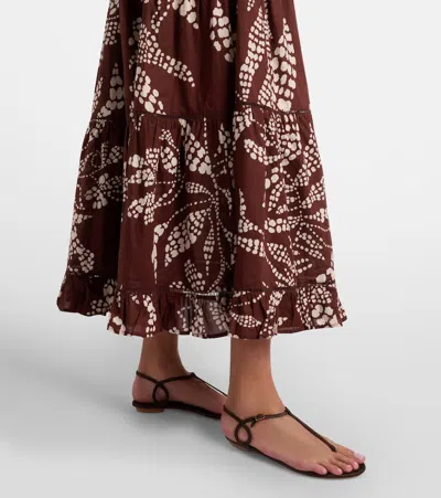 Poupette St Barth Milena Printed Tiered Maxi Dress In Brown