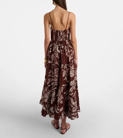 Poupette St Barth Milena Printed Tiered Maxi Dress In Brown