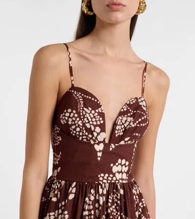 Poupette St Barth Milena Printed Tiered Maxi Dress In Brown