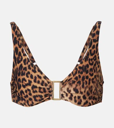 Melissa Odabash Bel Air Leopard-print Bikini Top In Brown
