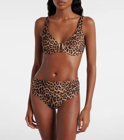 Melissa Odabash Bel Air Leopard-print Bikini Top In Brown