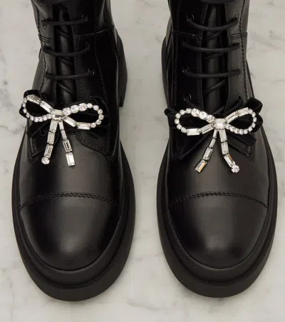 Jimmy Choo Averi Bow-detail Leather Lace-up Boots In Black