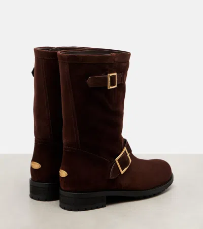 Jimmy Choo Biker Suede Mid-calf Boots In Brown