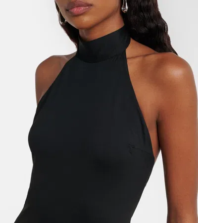 Taller Marmo Ares Fringed Jersey Minidress In Black