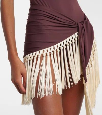 Taller Marmo Yacare Swimsuit And Beach Cover-up Set In Brown