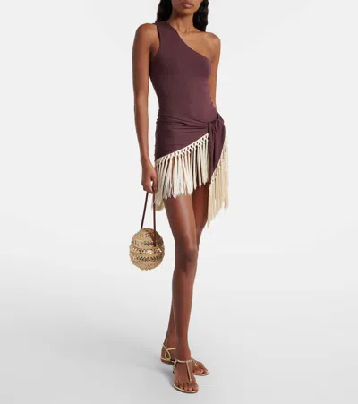 Taller Marmo Yacare Swimsuit And Beach Cover-up Set In Brown