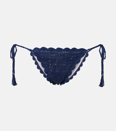 Anna Kosturova Crochet Cotton Bikini Bottom In Blue