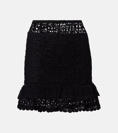 Anna Kosturova Brigette Crochet Cotton Miniskirt In Black