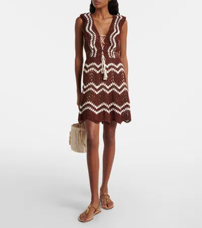 Anna Kosturova Melissa Crochet Cotton Minidress In Brown