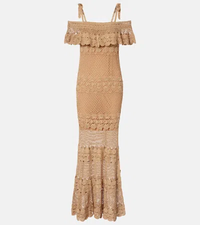 Anna Kosturova Marianne Crochet Cotton Maxi Dress In Neutral