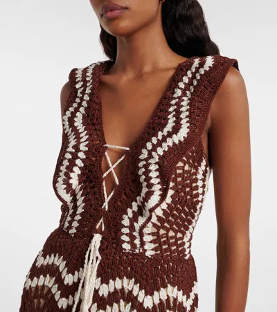 Anna Kosturova Melissa Crochet Cotton Minidress In Brown