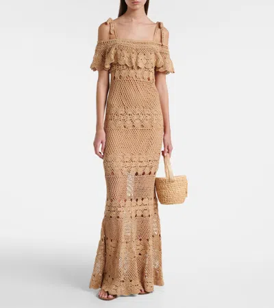 Anna Kosturova Marianne Crochet Cotton Maxi Dress In Neutral