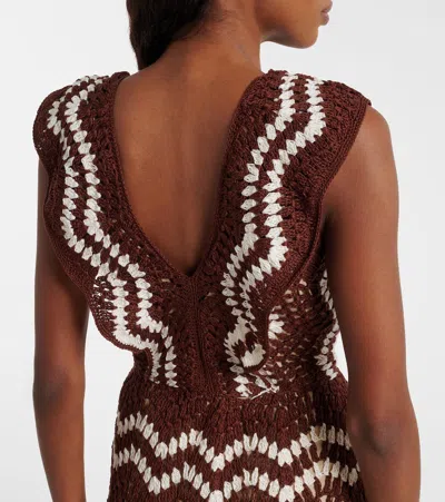 Anna Kosturova Melissa Crochet Cotton Minidress In Brown
