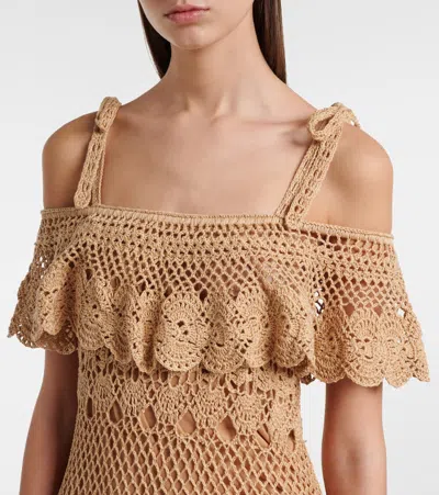 Anna Kosturova Marianne Crochet Cotton Maxi Dress In Neutral