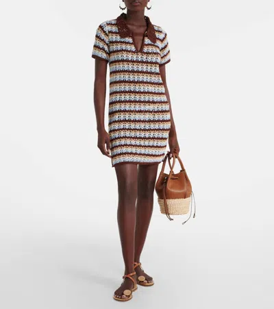 Anna Kosturova Crochet Cotton Polo Dress In Gray