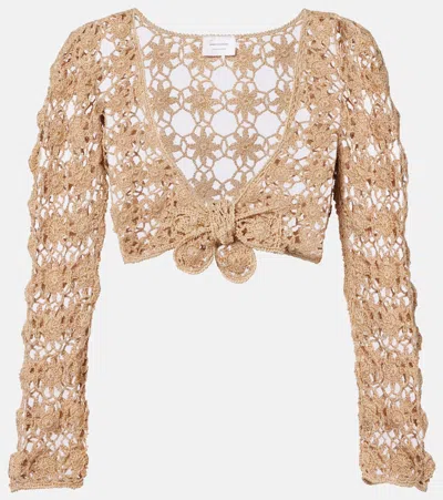 Anna Kosturova Bella Ballerina Crochet Cotton Crop Top In Brown